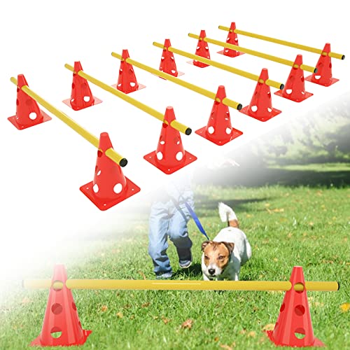 TANYEAR Steckhürdenset 6er Agility Hürden Steckhürden Set, Agility Set Koordinationstraining Hürden Set 3 Loch Höhenverstellbar, 12 Kegel + 6 Stangen, für Kinder Hunde TANYEAR Steckhürdenset 6er Agility Hürden Steckhürden Set, Agility Set Koordinationstraining Hürden Set 3 Loch Höhenverstellbar, 12 Kegel + 6 Stangen, für Kinder Hunde von TANYEAR