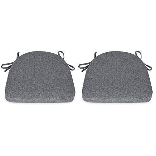 TANYOO 2er Set Sitzkissen Stuhl Waschbares Stuhlkissen mit Bindeband 43 * 41cm Rutschfestes Sitzpolster halbrund geeignet für Gartenstuhl, Esszimmerstuhl oder Bürostuhl (Anthrazit) von TANYOO