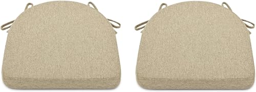 TANYOO 2er Set Sitzkissen Stuhl Waschbares Stuhlkissen mit Bindeband 43 * 41cm Rutschfestes Sitzpolster halbrund geeignet für Gartenstuhl, Esszimmerstuhl oder Bürostuhl (Dunkelbeige) von TANYOO