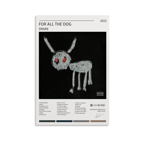 Drake Poster für den ganzen Hund, Albumcover, Poster, dekoratives Gemälde, Leinwand-Wandposter und Kunstdruck, modernes Familienschlafzimmer-Dekor-Poster, 50 x 75 cm von TANZEM