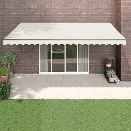 Gelenkarmmarkise Creme 5x3 m Stoff und Aluminium, TANZEM Balkon Markise, Sonnenschutz, Balkon überdachung, Sonnenmarkise, Terrassen-markisen 3154455 von TANZEM