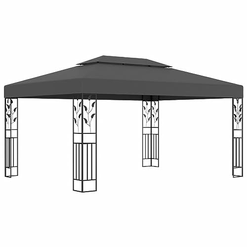 Pavillon mit Doppeldach, TANZEM Faltpavillon, Pergola, Partyzelt, Standmarkise, Sonnenzelt, Garten Pavillion, Grillpavillon, 3x4 m Anthrazit von TANZEM