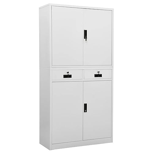 TANZEM Büroschrank, Aktenschrank, Werkzeugschrank, Metallschrank, Stahlschrank, Kellerschrank, Universalschrank, Lagerschrank, Garagenschrank, Hellgrau 90x40x180 cm Stahl von TANZEM