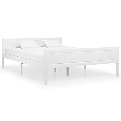 TANZEM Massivholzbett Kiefer Weiß 160x200 cm, Familienbett, Bed Frame, Bettstell, Bettrahmen, Jugendbett, Schlafzimmer Bett, Bettgestell - 322107 von TANZEM