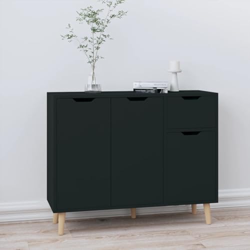 TANZEM Sideboard, Kommode Schlafzimmer, Kommoden & Sideboards, Wohnzimmerschrank, Flur Kommode, Zimmer Möbel, Schwarz 90x30x72 cm Spanplatte von TANZEM