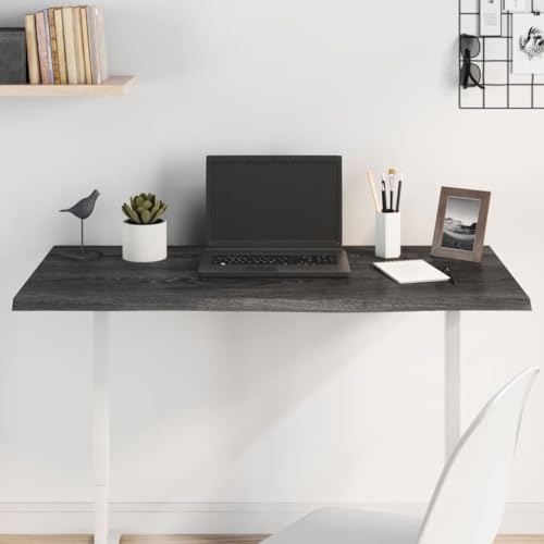 TANZEM Tischplatte Dunkelgrau 100x50x2 cm Massivholz Eiche Behandelt, Arbeitsplatte, Holzplatte, Schreibtischplatte, Waschtischplatte, Küchenarbeitsplatte von TANZEM