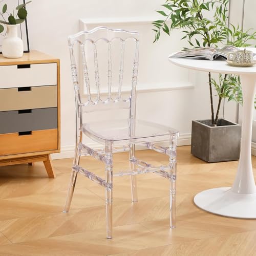 TAO ONE Stuhl Transparent Durchsichtig, Kunststoffstuhl, Schminktisch Stuhle, Vintage Hochzeit Stuhl, für Esszimmer, Balkon, Party, Hochzeit, 45 x 39 x 92cm von TAO ONE