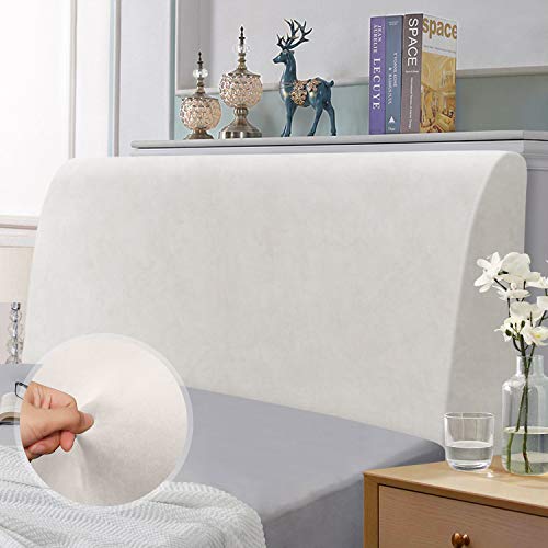 TAOCOCO Bett Kopfteil Abdeckung, elastische Kopfteil Schutzabdeckung, All-Inclusive-Design einfarbiger elastischer Schutz, Weiß 120-140 cm von TAOCOCO