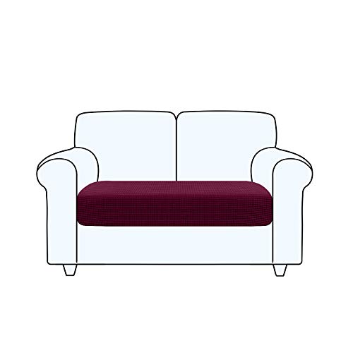 TAOCOCO Sofa Sitzkissenbezug, Elastischer Sofa Sitzkissenbezüge, Ajustable, Waschbar, Protection Meubles Couvre Pour Canapé (Weinrot,2 Sitzer) von TAOCOCO