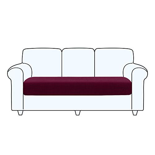 TAOCOCO Sofa Sitzkissenbezug, Elastischer Sofa Sitzkissenbezüge, Ajustable, Waschbar, Protection Meubles Couvre Pour Canapé (Weinrot,3 Sitzer) von TAOCOCO