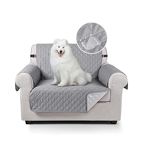 TAOCOCO Sofa Überzug, Sofabezug Wasserdicht Mit Gummiband，Wohnzimmer Anti-Rutsch Gepolsterter Sofaschutz für Haustiere, Katzen, Hunde, Spielende Kinder(Hellgrau, 1 Sitzer) von TAOCOCO