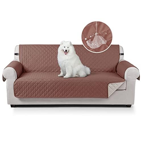 TAOCOCO Sofa Überzug, Sofabezug Wasserdicht Mit Gummiband，Wohnzimmer Anti-Rutsch Gepolsterter Sofaschutz für Haustiere, Katzen, Hunde, Spielende Kinder(Kupferbraun, 3 Sitzer) von TAOCOCO