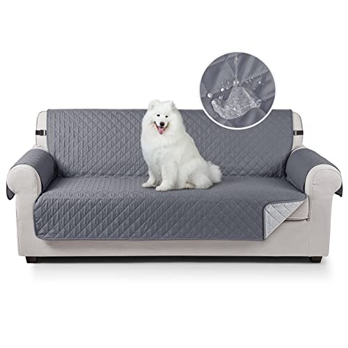 TAOCOCO Sofa Überzug, Sofabezug Wasserdicht Mit Gummiband，Wohnzimmer Anti-Rutsch Gepolsterter Sofaschutz für Haustiere, Katzen, Hunde, Spielende Kinder(Dunkelgrau, 3 Sitzer) von TAOCOCO