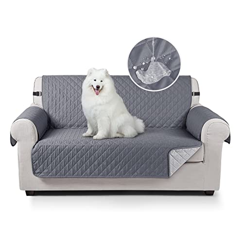 TAOCOCO Sofa Überzug, Sofabezug Wasserdicht Mit Gummiband，Wohnzimmer Anti-Rutsch Gepolsterter Sofaschutz für Haustiere, Katzen, Hunde, Spielende Kinder(Dunkelgrau, 2 Sitzer) von TAOCOCO