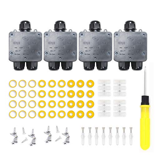 Abzweigdose Wasserdicht - IP68 Verteilerdose Außen Wasserdicht Aussen 3 Wege Abzweigdose Wasserdicht Erdkabel Ø4mm-14mm, Schwarz Außenverteilerdose Garten (4 Pack) von TAOHUIEU