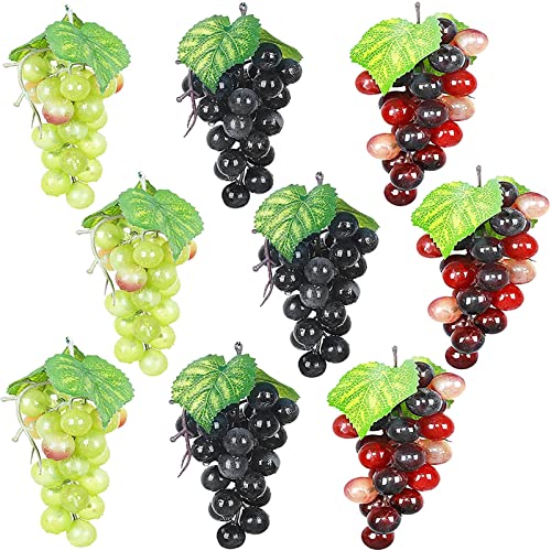 TAOLE 9 Stück Künstliche Weintrauben Deko, Trauben Deko Früchte Kunstblumen Dekoration Weintrauben Gefälschte Requisiten Trauben Für Gartendekoration, Obststützen, Dekorative Früchte von TAOLE
