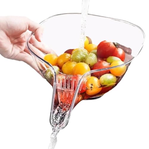 TAOLE Küchensieb Schüssel Set, Seiher Schüssel Sieb Colander 2 In 1 Stapelbar Nudelsieb Kunststoff Zum Waschen Von Reis Und Gemüse Waschschüssel Kunststoff Abflusskorb Schüssel von TAOLE