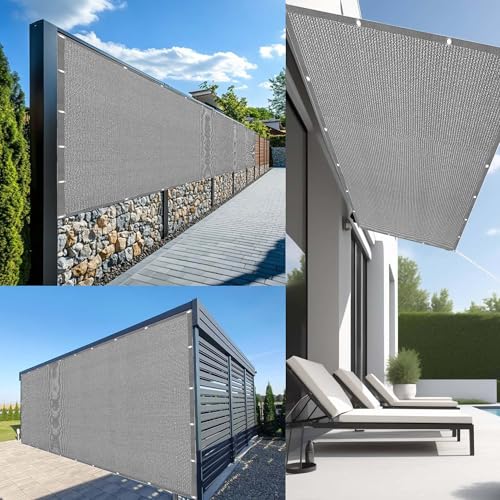 Sonnensegel Atmungsaktiv 155 x 190 cm Rechteckig Atmungsaktiv 98% UV Schutz Sonnenschutz Markise mit Kordel mit Spannseilen mit Ösen für Balkon Garten, Hellgrau von TAOLITAO