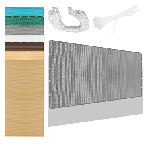 Sonnensegel Rechteckig 380 x 440 cm Rechteckig Atmungsaktiv 98% UV Schutz Regenschutz Überdachung Vielen Größen mit Spannseilen für Terrasse Balkon, Hellgrau von TAOLITAO