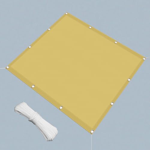 Sonnensegel Wasserabweisend 4 x 5 m Rechteckig Wasserdicht Sonnenschutz Windschutz Schattierungsgewebe Ohne Bohren mit Ösen Segeltuch für Patio Hinterhof Rasengarten, Creme Farben von TAOLITAO