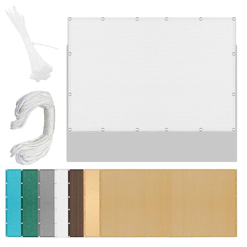 Sonnensegel Wasserabweisend 470 x 520 cm Rechteckig Atmungsaktiv Sonnenschutz Windschutz Schattentuch Segel Baldachin inkl Befestigungsseile für Garten Terrasse, Weiß von TAOLITAO