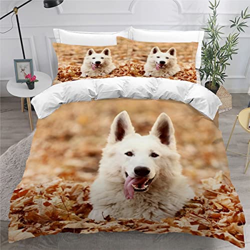 Schweizer Schäferhund Kinderbettwäsche 135x200 Jungen Mädchen Bettbezug Weiche Mikrofaser Bettwäsche-Set 3Teilig mit 2 Kissenbezug 80x80 Tierischer Hund Bettbezüge mit Versteckter Reißverschluss Schweizer Schäferhund Kinderbettwäsche 135x200 Jungen Mädchen Bettbezug Weiche Mikrofaser Bettwäsche-Set 3Teilig mit 2 Kissenbezug 80x80 Tierischer Hund Bettbezüge mit Versteckter Reißverschluss von TAOLU