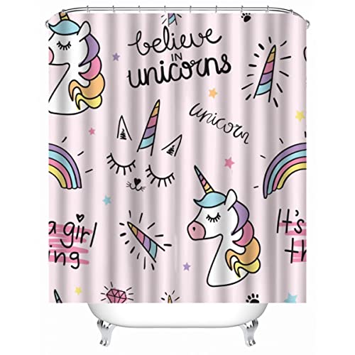 TAOLU 100% Polyester Stoff Duschvorhänge Anti-Schimmel 180x180 cm Wasserdicht Shower Curtain 3D Niedlich Regenbogen Einhorn Bad Vorhäng Waschbar Duschvorhang für Badzimmer mit 12 Haken TAOLU 100% Polyester Stoff Duschvorhänge Anti-Schimmel 180x180 cm Wasserdicht Shower Curtain 3D Niedlich Regenbogen Einhorn Bad Vorhäng Waschbar Duschvorhang für Badzimmer mit 12 Haken von TAOLU