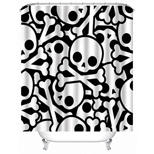 TAOLU 100% Polyester Stoff Duschvorhang Anti-Bakteriell 120x180 cm Wasserdicht Shower Curtain 3D Halloween Goth Totenkopf Badvorhang Waschbar Duschvorhänge für Badzimmer mit 12 Haken von TAOLU