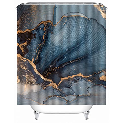 TAOLU 100% Polyester Stoff Duschvorhang Anti-Bakteriell 120x180 cm Wasserdicht Shower Curtain 3D Luxus Marmor Badvorhang Waschbar Modern Abstrakt Marmor Duschvorhänge für Badzimmer mit 12 Haken von TAOLU