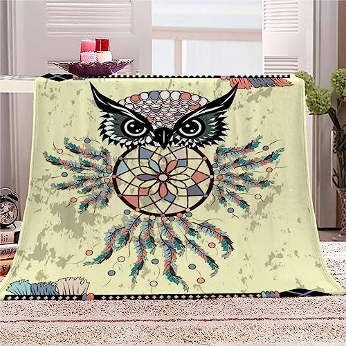 TAOLU Kuscheldecke 150x200 Traumfänger Waschbar Flauschige Flanell Fleecedecke Antistatisch Hochwertige Eule Boho Sofadecke mit 3D Muster für alle Jahreszeiten Für Kinder&Erwachsene von TAOLU