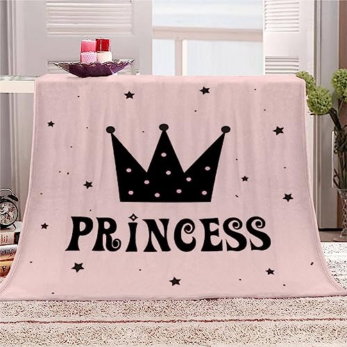 TAOLU Kuscheldecke Flanell 70x100 Prinzessin Fleecedecke 3D Hochwertige waschbar Sofadecke mit Muster Flauschige Weiche&Warme Sofaüberwurf Schwarz Rosa Krone Decke Antistatisch von TAOLU