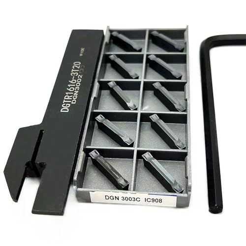 1 Stück DGTR1616 DGTR2020 DGTR2525 3T20 Drehmaschinen-Stechwerkzeughalter Abschneidewerkzeug + 10 Stück DGN3003 Wendeschneidplatten aus Hartmetall(DGTR1616 3T20,DGN 3003C IC908) von TAOMENJS