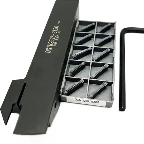1 Stück DGTR1616 DGTR2020 DGTR2525 3T20 Drehmaschinen-Stechwerkzeughalter Abschneidewerkzeug + 10 Stück DGN3003 Wendeschneidplatten aus Hartmetall(DGTR2525 3T20,DGN 3003J IC908) von TAOMENJS