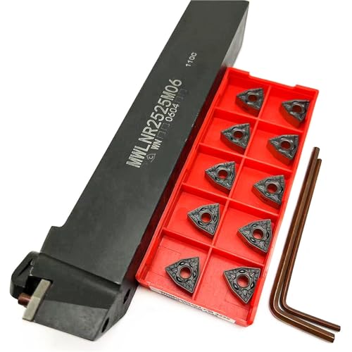 1 Stück MWLNR1616H06 MWLNR2020K06 MWLNR2525M06 Wendeschneidplattenhalter for Drehmaschinen + 10 Stück WNMG-Drehwendeplatten for externe Drehwerkzeuge(MWLNR2525M06,WNMG060404 PM4225) von TAOMENJS