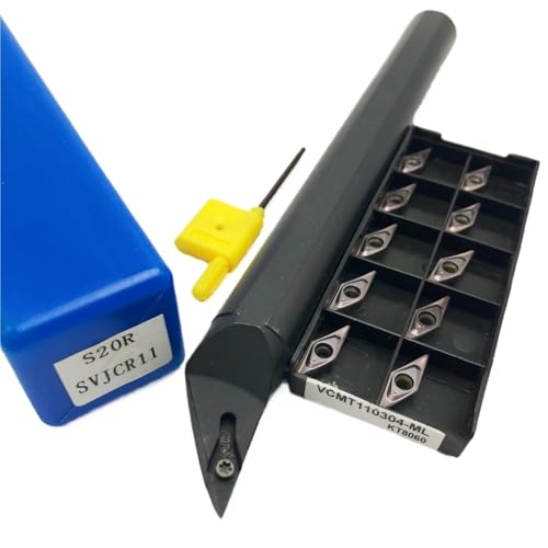 1 Stück S10K SVJCR11 S12M S16Q 20R SVJCR11 Hartmetall-Wendebohrstangen-Drehwerkzeughalter + 10 Stück VCGT/VCMT Hartmetall-Dreheinsätze(20R SVJCR11-KT8060) von TAOMENJS