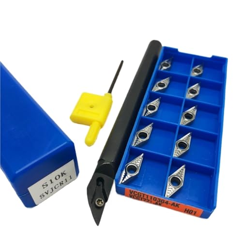 1 Stück S16Q SVJCR11 S20R S10K S12M SVJCR11 Hartmetall-Wendebohrstangen-Drehwerkzeughalter + 10 Stück VCMT/VCGT 110304 Hartmetalleinsätze(S10K SVJCR11-AK H01) von TAOMENJS