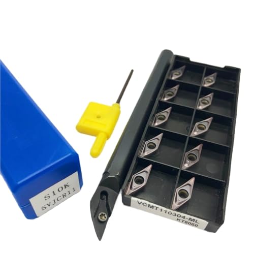 1 Stück S16Q SVJCR11 S20R S10K S12M SVJCR11 Hartmetall-Wendebohrstangen-Drehwerkzeughalter + 10 Stück VCMT/VCGT 110304 Hartmetalleinsätze(S10K SVJCR11-KT8060) von TAOMENJS
