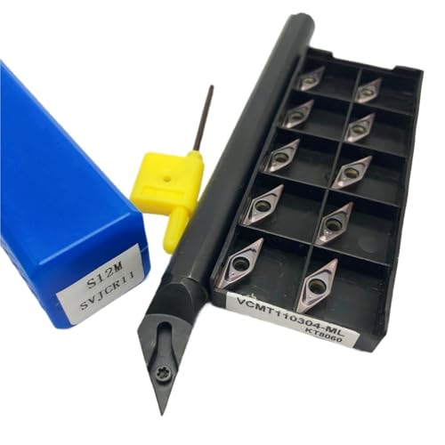 1 Stück S16Q SVJCR11 S20R S10K S12M SVJCR11 Hartmetall-Wendebohrstangen-Drehwerkzeughalter + 10 Stück VCMT/VCGT 110304 Hartmetalleinsätze(S12M SVJCR11-KT8060) von TAOMENJS