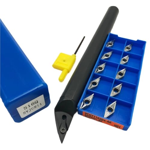 1 Stück S16Q SVJCR11 S20R S10K S12M SVJCR11 Hartmetall-Wendebohrstangen-Drehwerkzeughalter + 10 Stück VCMT/VCGT 110304 Hartmetalleinsätze(S16Q SVJCR11-AK H01) von TAOMENJS