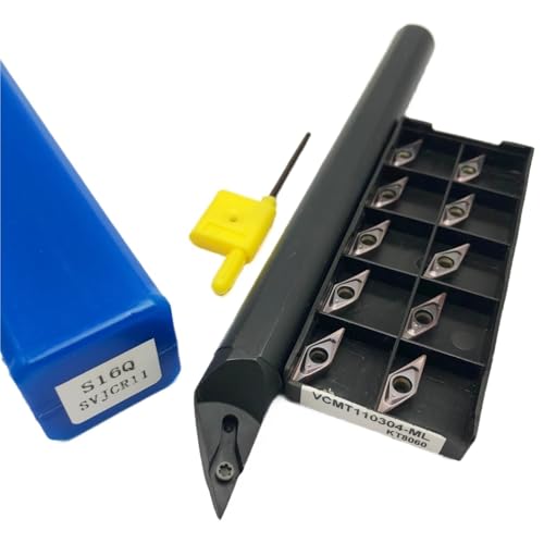 1 Stück S16Q SVJCR11 S20R S10K S12M SVJCR11 Hartmetall-Wendebohrstangen-Drehwerkzeughalter + 10 Stück VCMT/VCGT 110304 Hartmetalleinsätze(S16Q SVJCR11-KT8060) von TAOMENJS