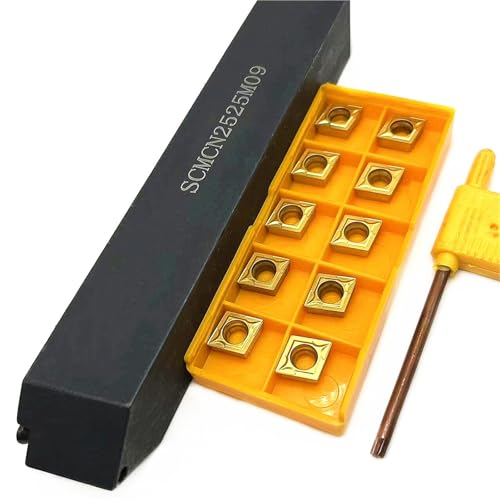 1 Stück SCMCN1212H09 SCMCN1616H09 SCMCN2020K09 SCMCN2525M09 Wendeschneidplatten-Drehwerkzeughalter Bohrstangen + 10 Stück CCMT09T304 Einsätze(CCMT09T304 UE6020,SCMCN2525M09) von TAOMENJS