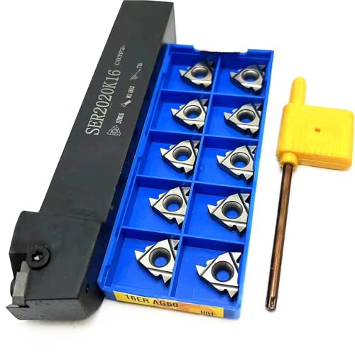 1 Stück SER1212H16 SER1616H16 SER2020K16 SER2525M16 Drehwerkzeughalter for externes Threading + 10 Stück MMT16ER-Gewindeeinsätze(16ER AG60 H01,SER2020K16) von TAOMENJS