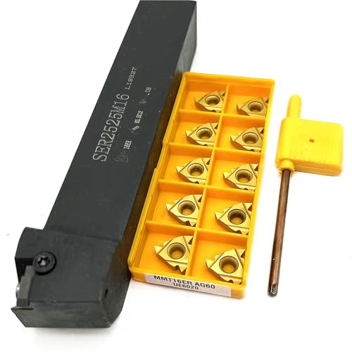 1 Stück SER1212H16 SER1616H16 SER2020K16 SER2525M16 Drehwerkzeughalter for externes Threading + 10 Stück MMT16ER-Gewindeeinsätze(16ER AG60 UE6020,SER2525M16) von TAOMENJS