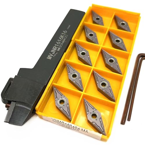 1 Stück Wende-Drehwerkzeughalter MVJNR1616/MVJNR2020/MVJNR2525 Externes Drehwerkzeug + 10 Stück VNMG160404 Hartmetalleinsätze(MVJNR1616K16,VNMG160404 VP15TF) von TAOMENJS