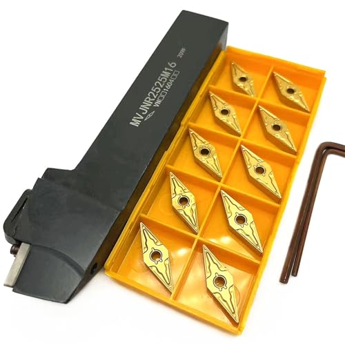 1 Stück Wende-Drehwerkzeughalter MVJNR1616/MVJNR2020/MVJNR2525 Externes Drehwerkzeug + 10 Stück VNMG160404 Hartmetalleinsätze(MVJNR2525M16,VNMG160404 UE6020) von TAOMENJS