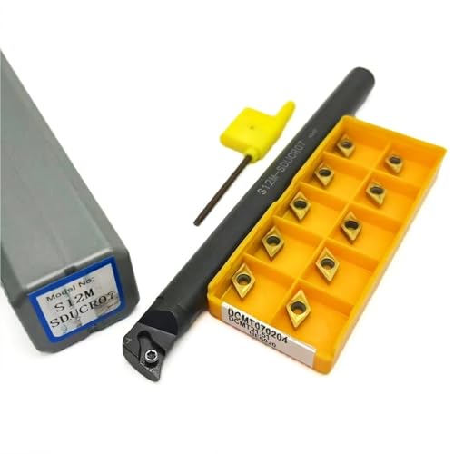 1 stücke S08K-SDUCR07 S10K-SDUCR S12M-SDUCR S14N-SDUCR S16Q-SDUCR Hartmetall Wende Bohrstange Drehen Werkzeug Halter + 10 stücke DCMT070204 Einsatz(S12M-SDUCR07-UE6020) von TAOMENJS