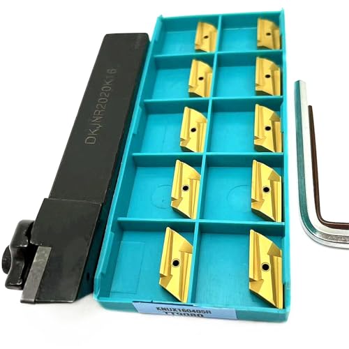 Drehwerkzeugsatz, 1 Stück DKJNR2020K16 DKJNR2525M16 Wendeschneidplattenhalter aus Hartmetall + 10 Stück KNUX160405R Dreheinsatz(DKJNR2020K16) von TAOMENJS