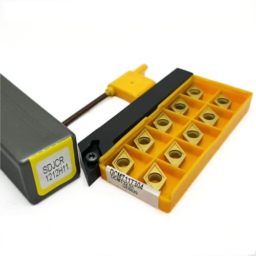 Drehwerkzeugsatz, 1 Stück SDJCR1212H11 SDJCR1616H11 SDJCR2020 SDJCR2525 Wendeschneidplattenhalter aus Hartmetall + 10 Stück DCMT11T304-Einsätze(SDJCR 1212H11-UE6020) von TAOMENJS
