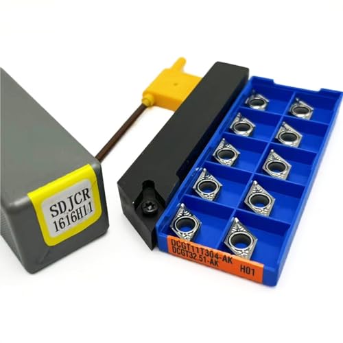 Drehwerkzeugsatz, 1 Stück SDJCR1212H11 SDJCR1616H11 SDJCR2020 SDJCR2525 Wendeschneidplattenhalter aus Hartmetall + 10 Stück DCMT11T304-Einsätze(SDJCR 1616H11-AK H01) von TAOMENJS