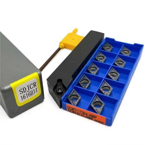 Drehwerkzeugsatz, 1 Stück SDJCR1212H11 SDJCR1616H11 SDJCR2020 SDJCR2525 Wendeschneidplattenhalter aus Hartmetall + 10 Stück DCMT11T304-Einsätze(SDJCR 1616H11-PC9030) von TAOMENJS